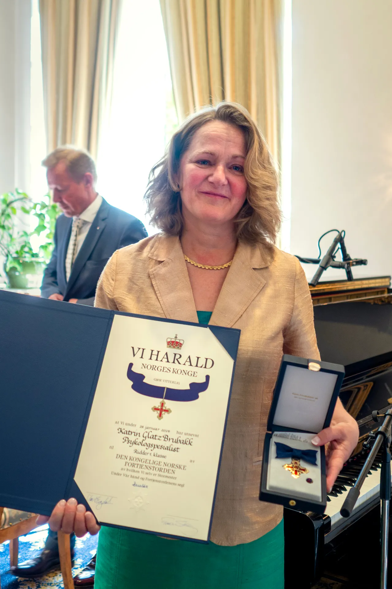 Katrin Glatz Brubakk mottar Den Kongelige Norske Fortjenstorden, Ridder av 1. klasse, i 2026